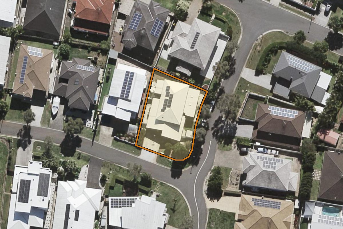 Aerial photo of 1 Bowers Street, Eight Mile Plains QLD 4113 with the lot boundary outlined in amber