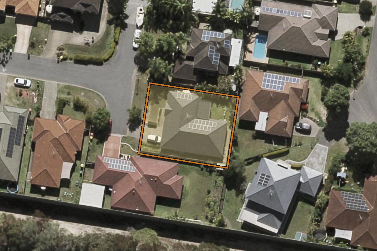 Aerial photo of 17 Hattah Place, Parkinson QLD 4115 with the lot boundary outlined in amber