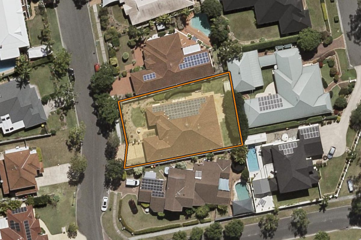Aerial photo of 41 Lake Eyre Crescent, Parkinson QLD 4115 with the lot boundary outlined in amber