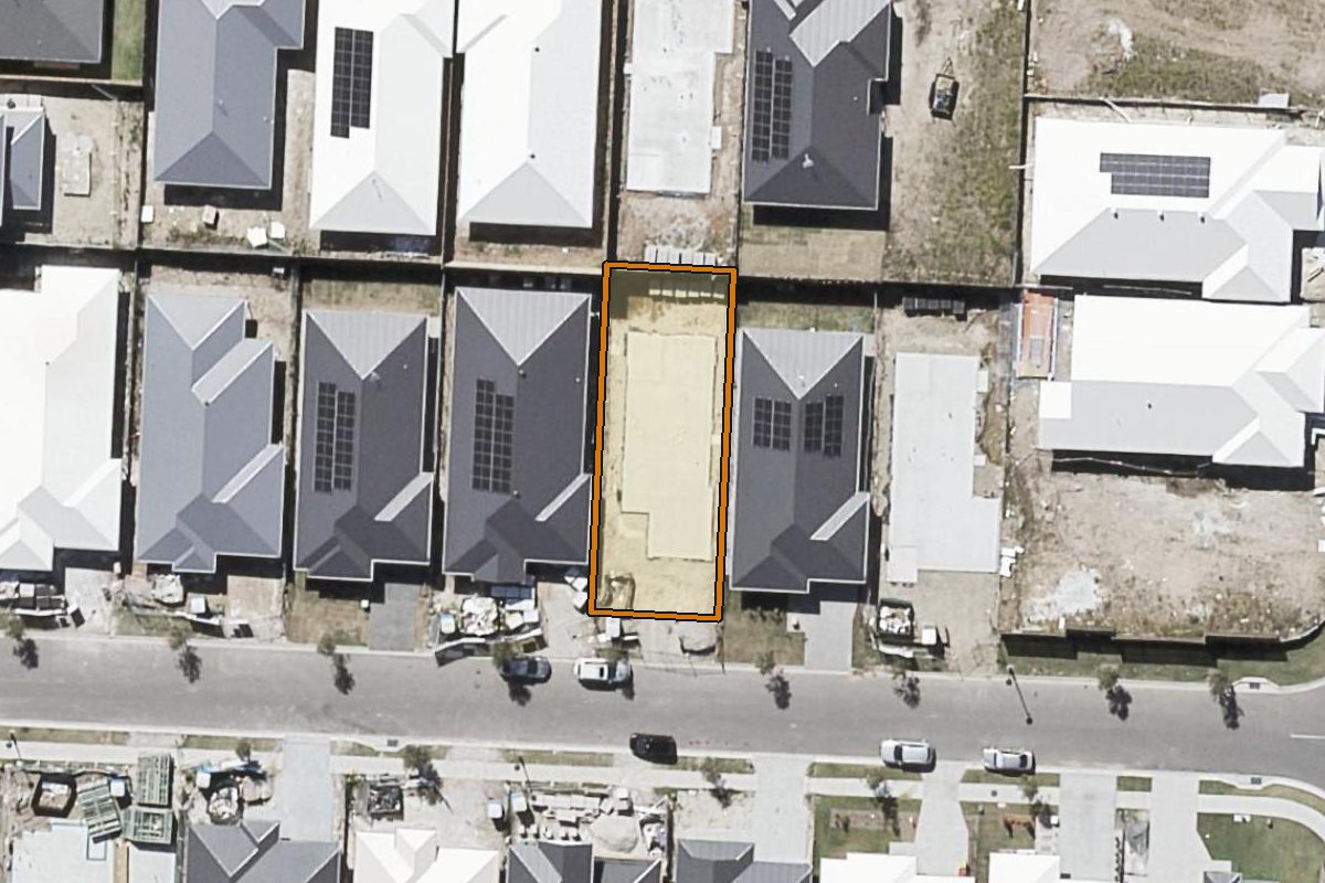 Aerial photo of 7 Citrus Street, Greenbank QLD 4124 with the lot boundary outlined in amber