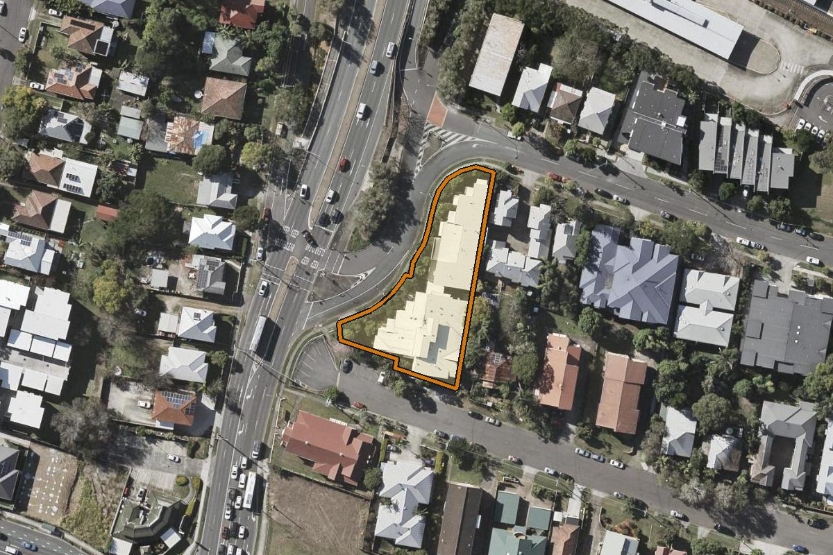 Aerial photo of 11/31 Trundle Street, Enoggera QLD 4051 with the lot boundary outlined in amber