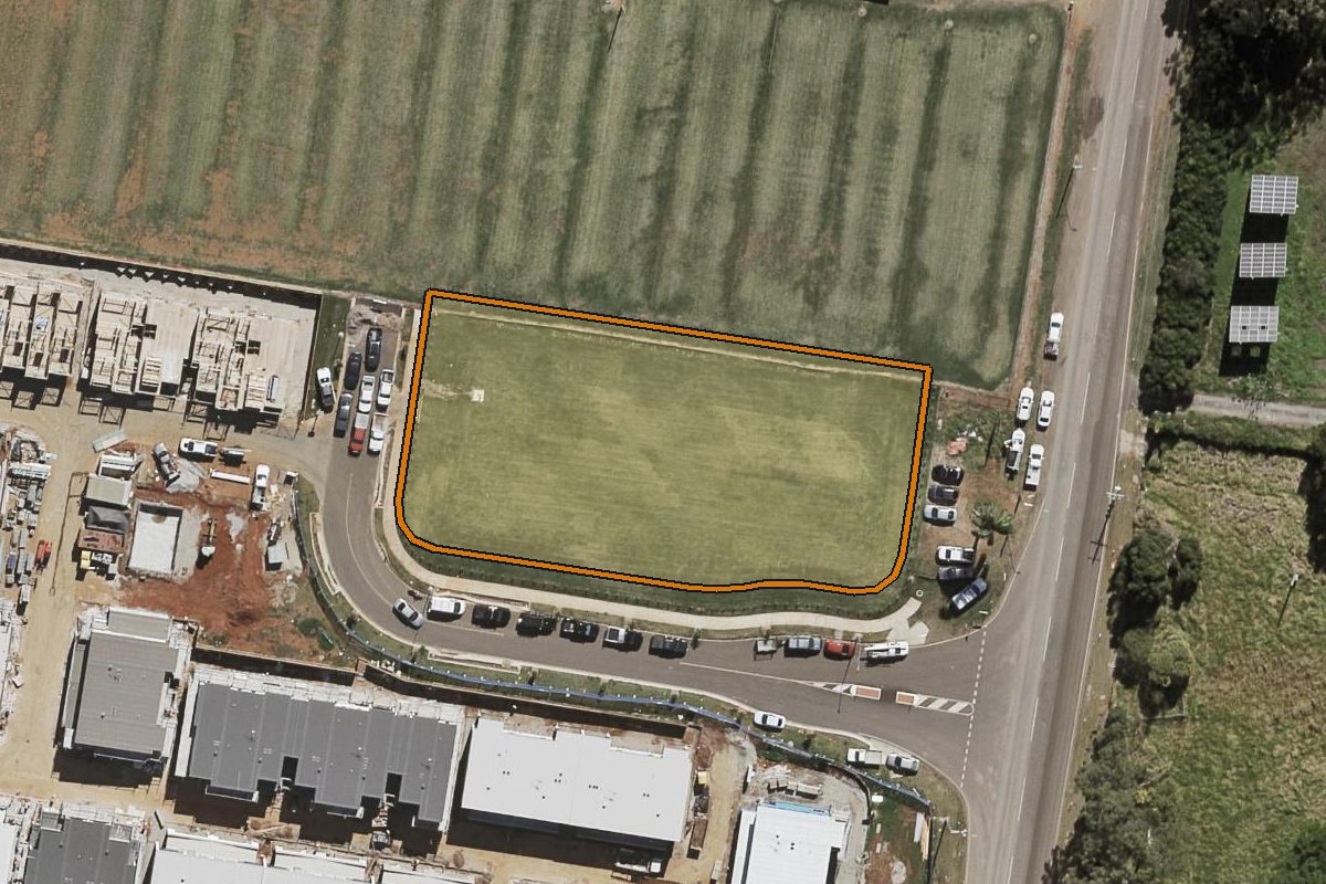 Aerial photo of 30/26 Elizabeth Street, Rochedale QLD 4123 with the lot boundary outlined in amber