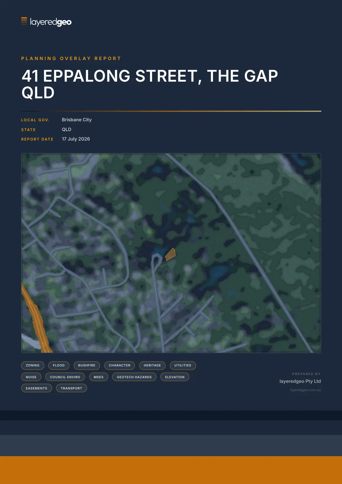 Planning report cover page