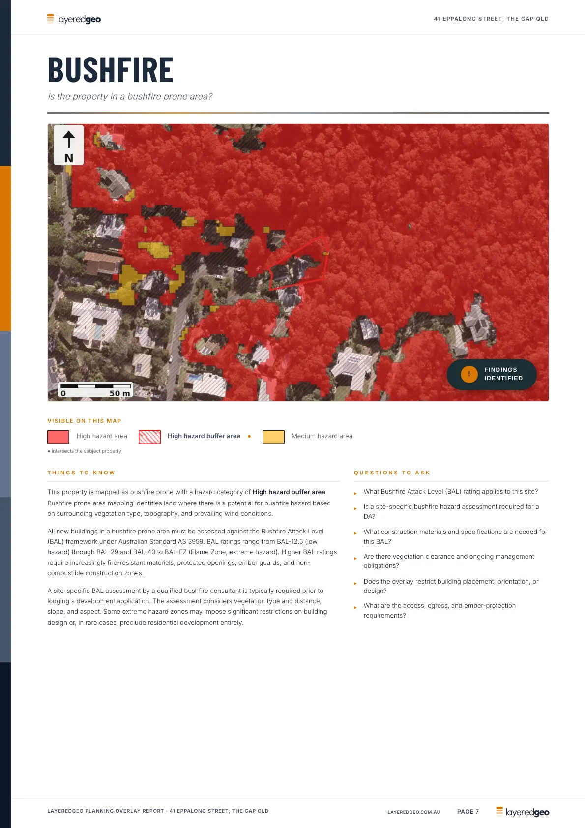 Bushfire hazard page