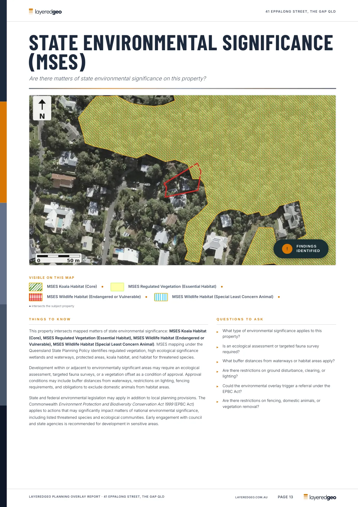 State environmental significance MSES page