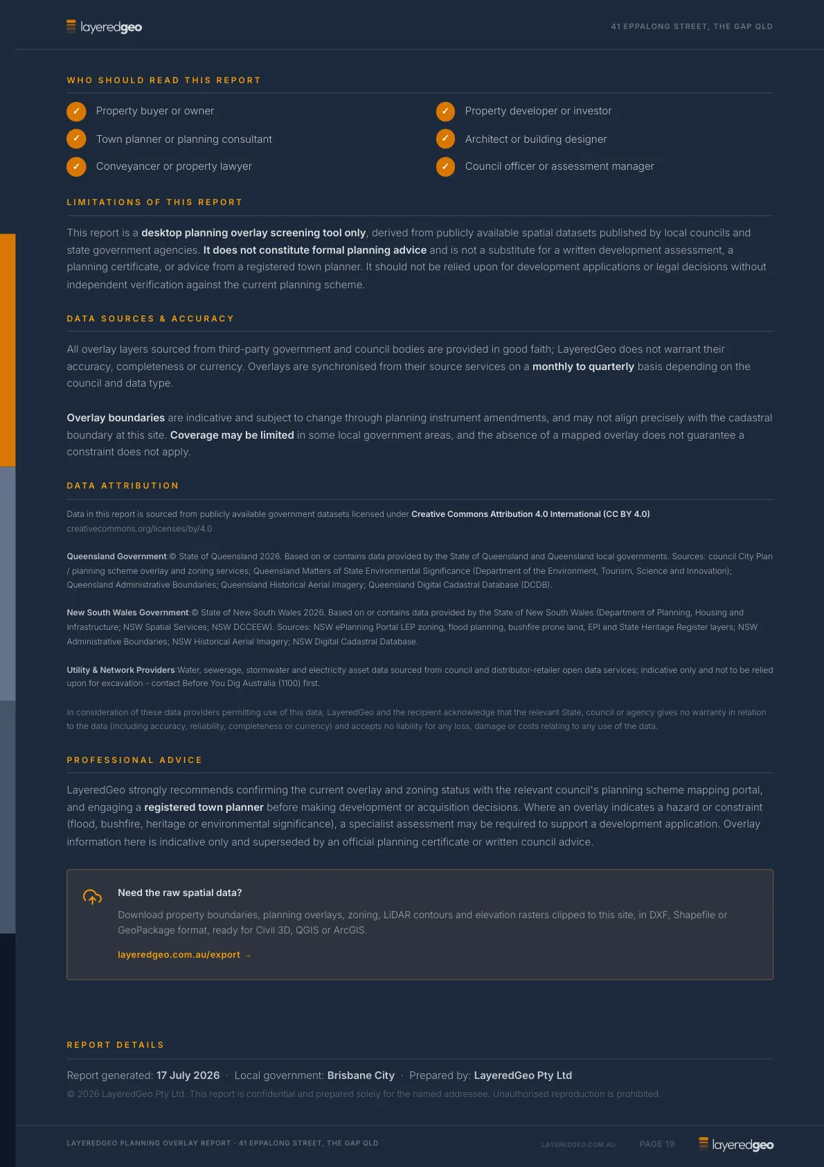 Who should read this report page